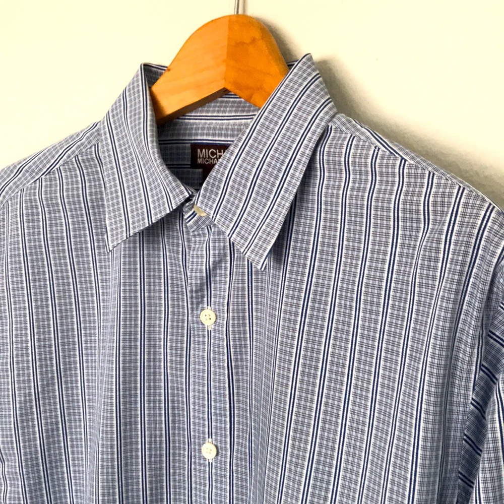 MICHAEL KORS Casual Dress Shirt Blue Check